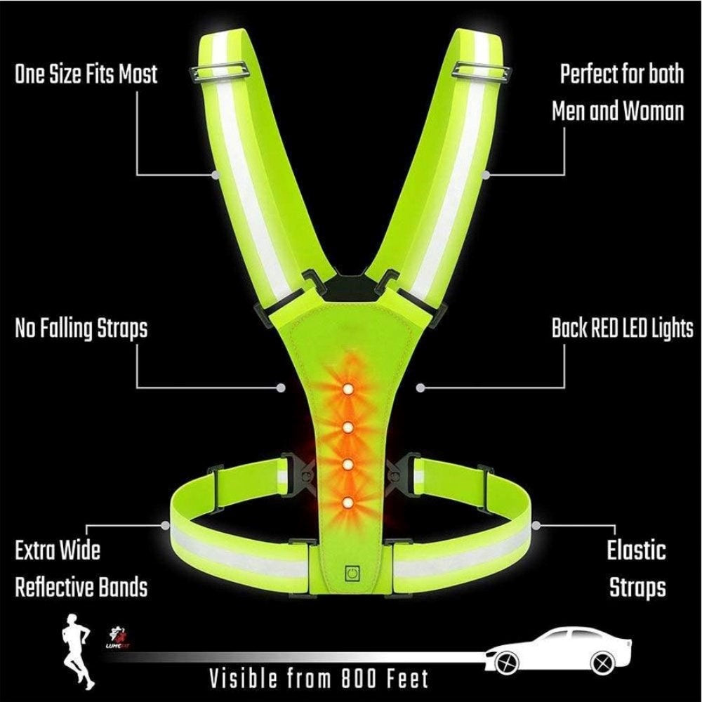 Lippa Refleksvest m. 3 LED Lys - Gul