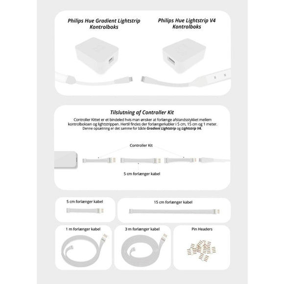 Light Solutions - Philips Hue Gradient LightStrip Controller Kit - Hvid