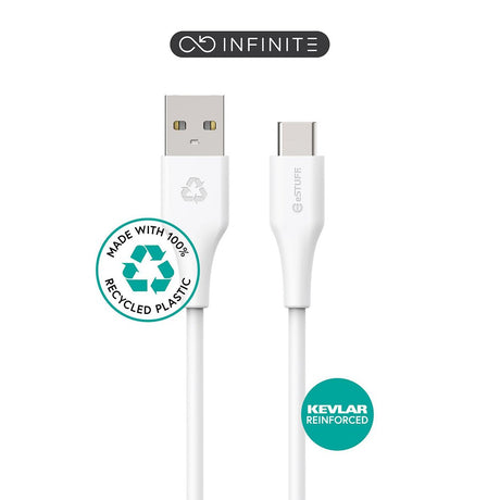 eSTUFF INFINITE USB-A til USB-C Kabel 60W 1 m - 100% Genbrugsplastik - Hvid