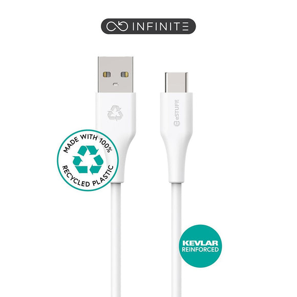 eSTUFF INFINITE USB-A til USB-C Kabel 60W 2 m - 100% Genbrugsplastik - Hvid