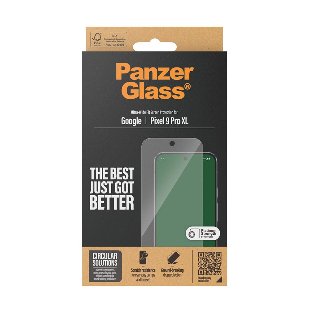 Google Pixel 9 Pro XL PanzerGlass Ultra Wide Fit Skærmbeskyttelse - Platinum Strength - Gennemsigtig