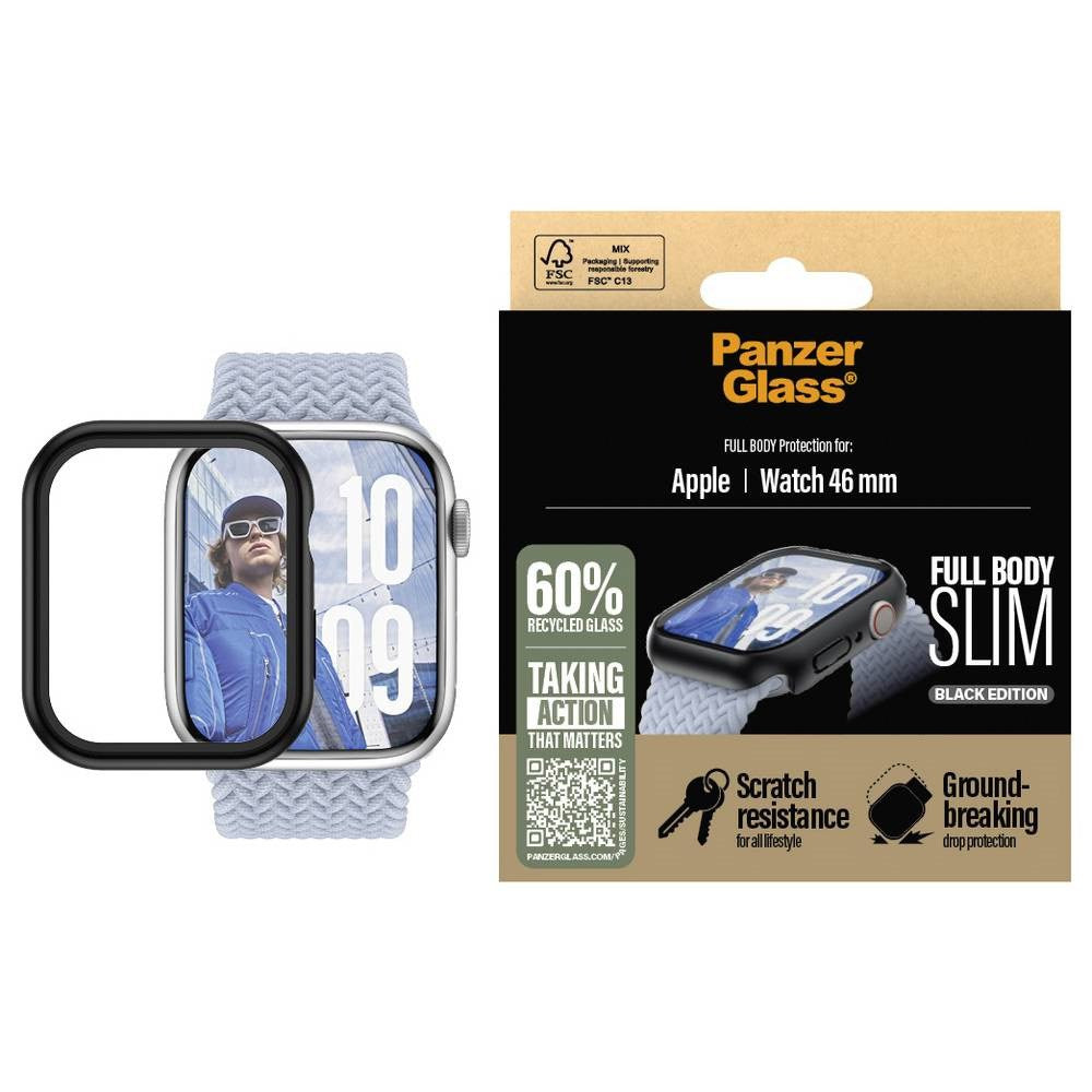 PanzerGlass Apple Watch 11 / 10 (46mm) Snappie Full Body Slim Cover m. Indbygget Skærmbeskyttelse - Sort