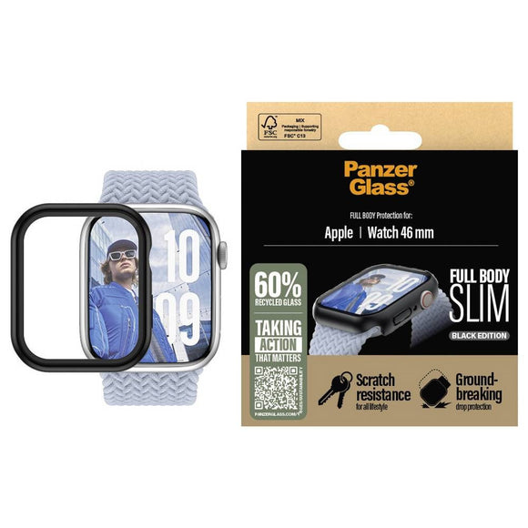 PanzerGlass Apple Watch 11 / 10 (46mm) Snappie Full Body Slim Cover m. Indbygget Skærmbeskyttelse - Sort