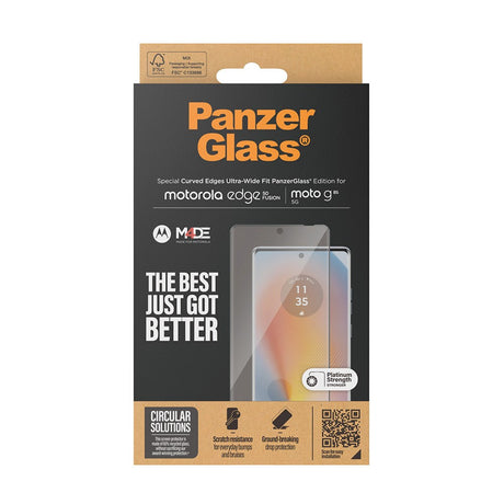 Motorola Edge 50 Fusion PanzerGlass Ultra Wide Fit Skærmbeskyttelse - Platinum Strength - Sort Kant