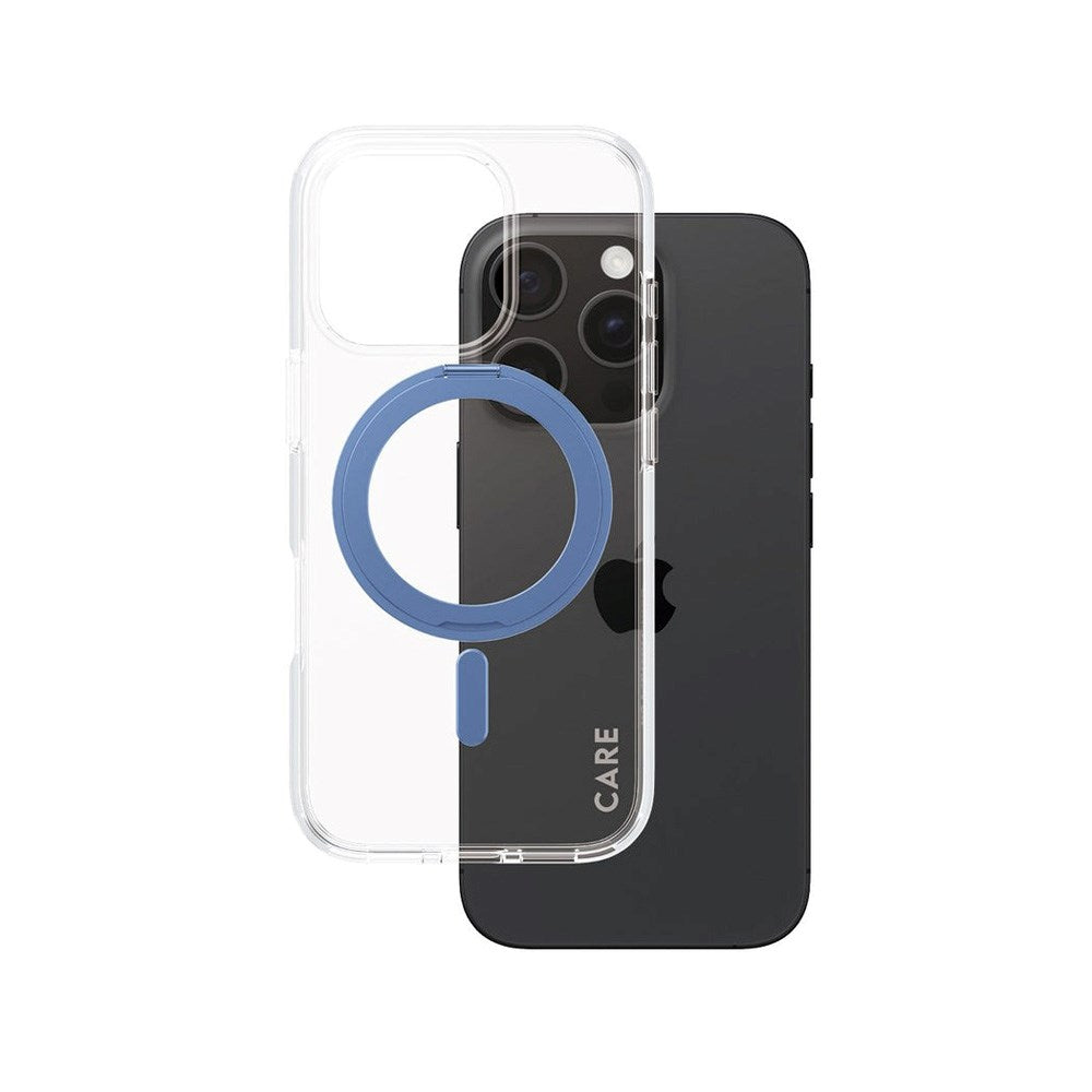CARE by PanzerGlass iPhone 16 Pro Feature Kickstand Case - MagSafe Kompatibel - Transparent / Coronet Blue