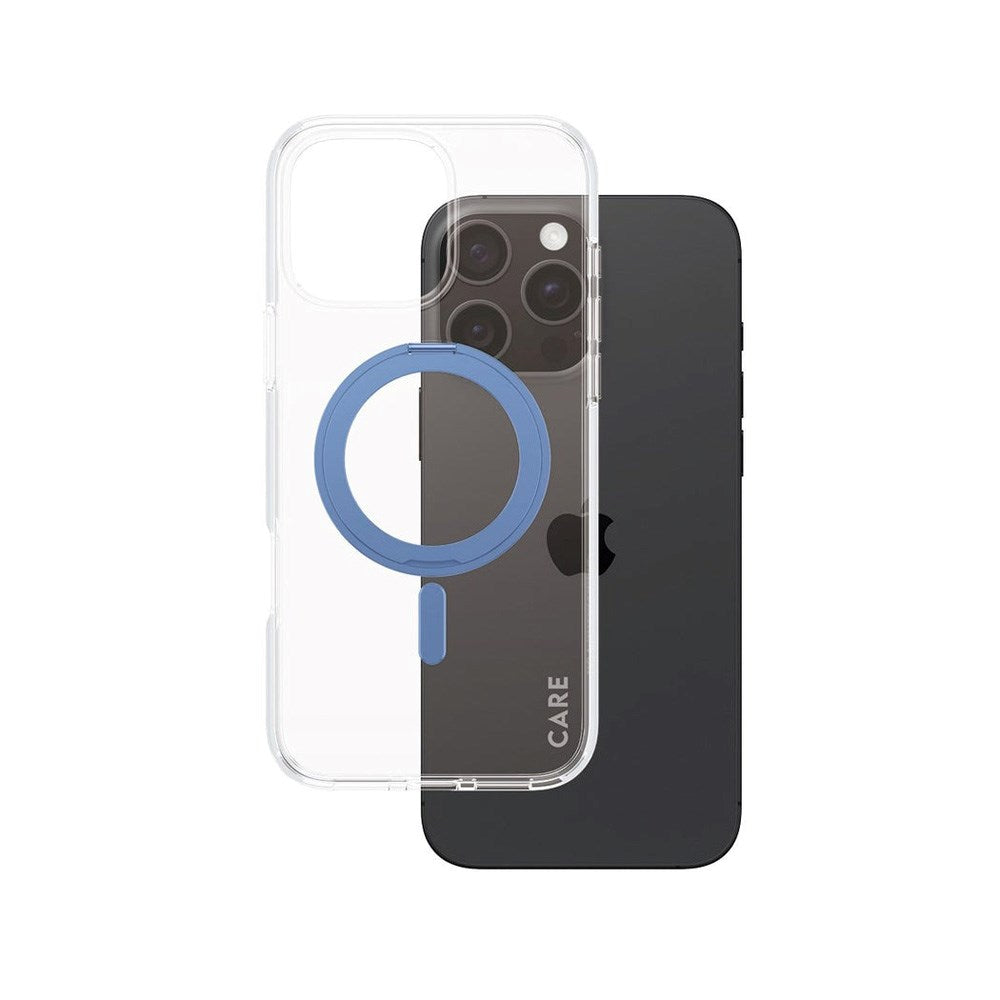 CARE by PanzerGlass iPhone 16 Pro Max Feature Kickstand Case - MagSafe Kompatibel - Transparent / Coronet Blue