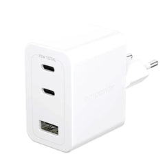 empower by PanzerGlass Turbo 70W Vægoplader m. 1x USB-A & 2x USB-C - Silver White