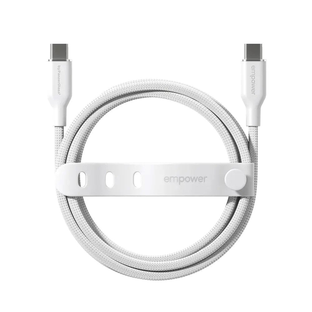 empower by PanzerGlass Racing 60W USB-C til USB-C Kabel - 2m - Silver White