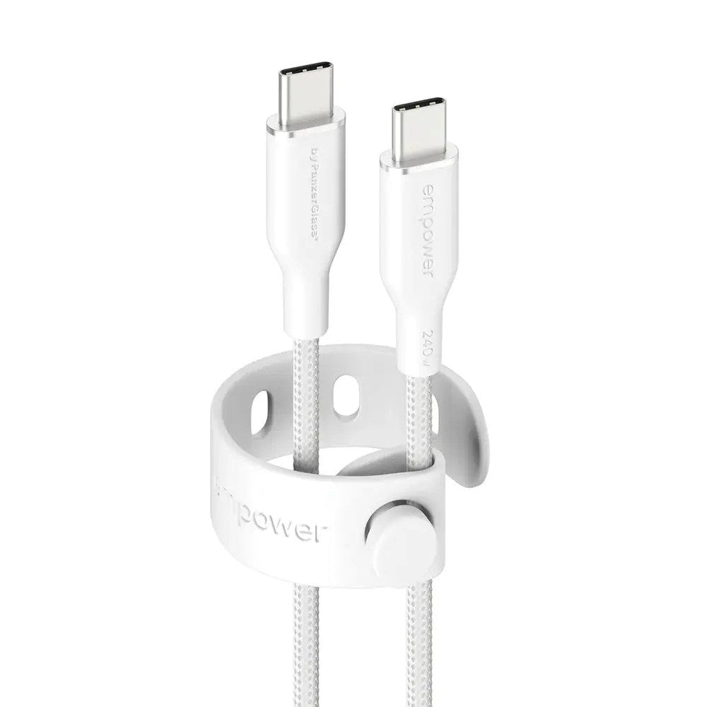 empower by PanzerGlass Racing 240W USB-C til USB-C Kabel - 1.2m - Silver White