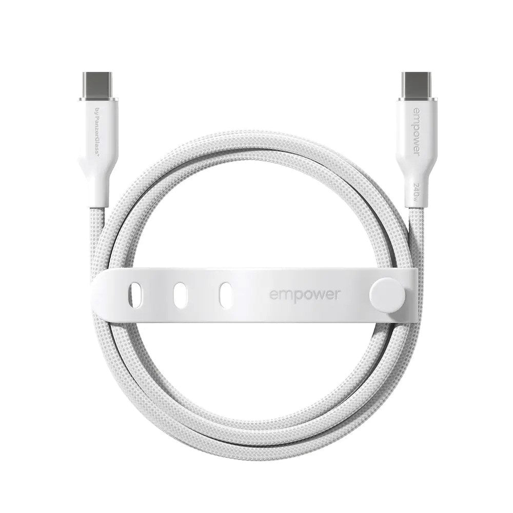 empower by PanzerGlass Racing 240W USB-C til USB-C Kabel - 1.2m - Silver White