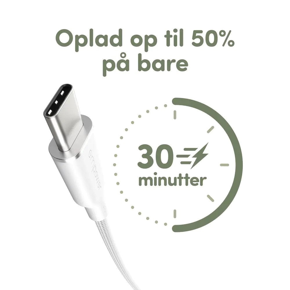 empower by PanzerGlass Racing 240W USB-C til USB-C Kabel - 2m - Silver White