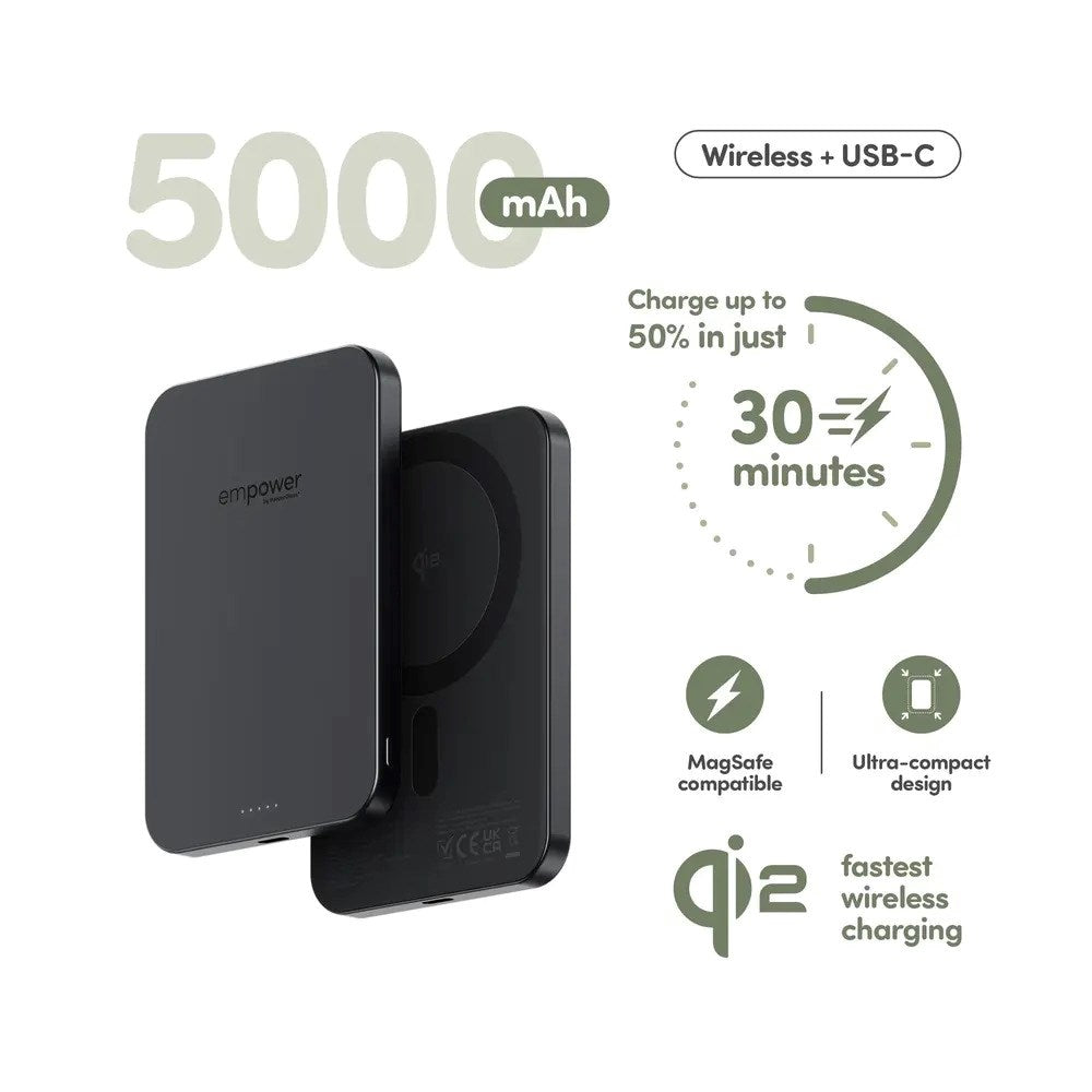 empower by PanzerGlass empower Bank - 5000 mAh - Qi2 / MagSafe Kompatibel - Space Black - (DEMO)