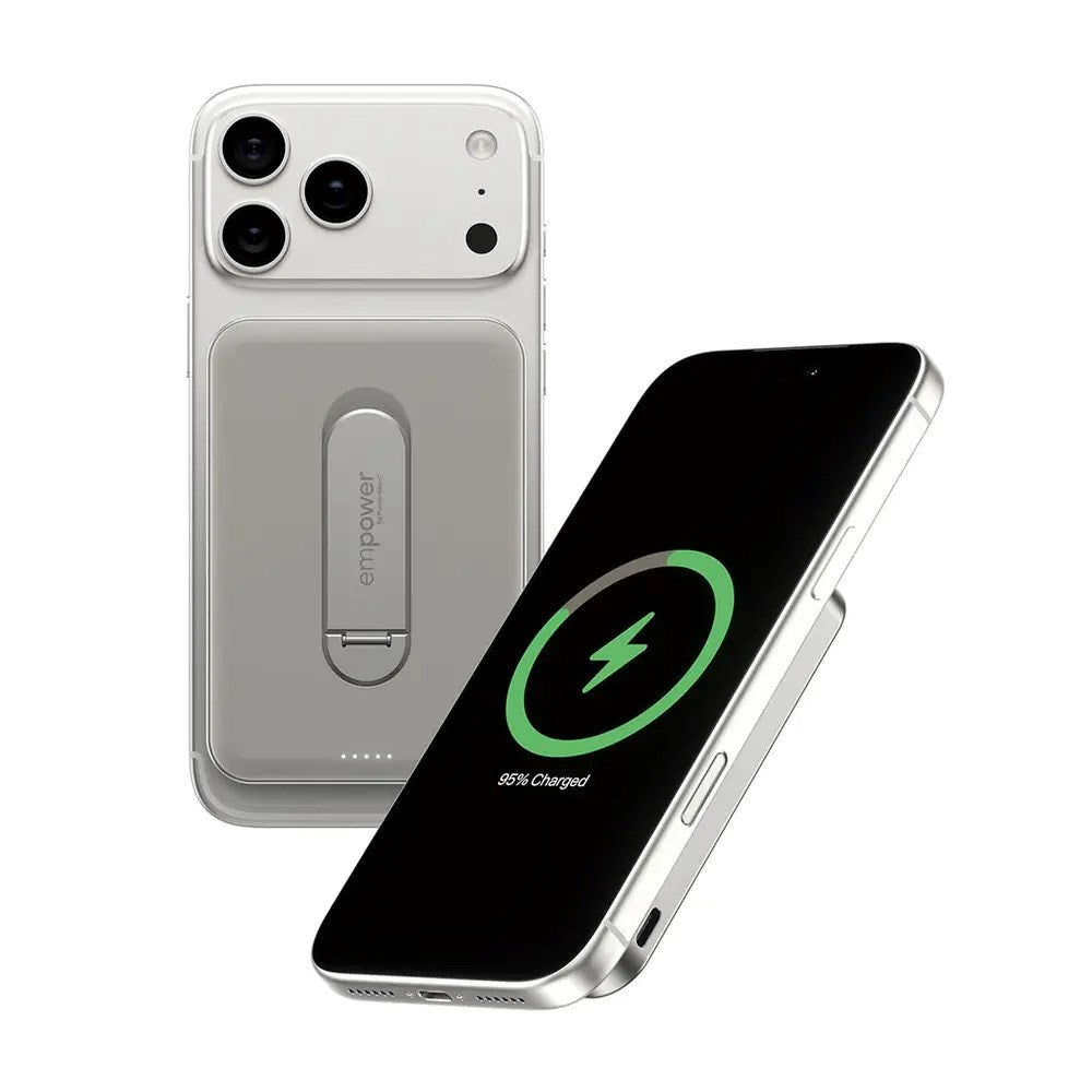 empower by PanzerGlass empower Bank m. Spin Stand - 5000 mAh - Qi2 / MagSafe Kompatibel - Titanium