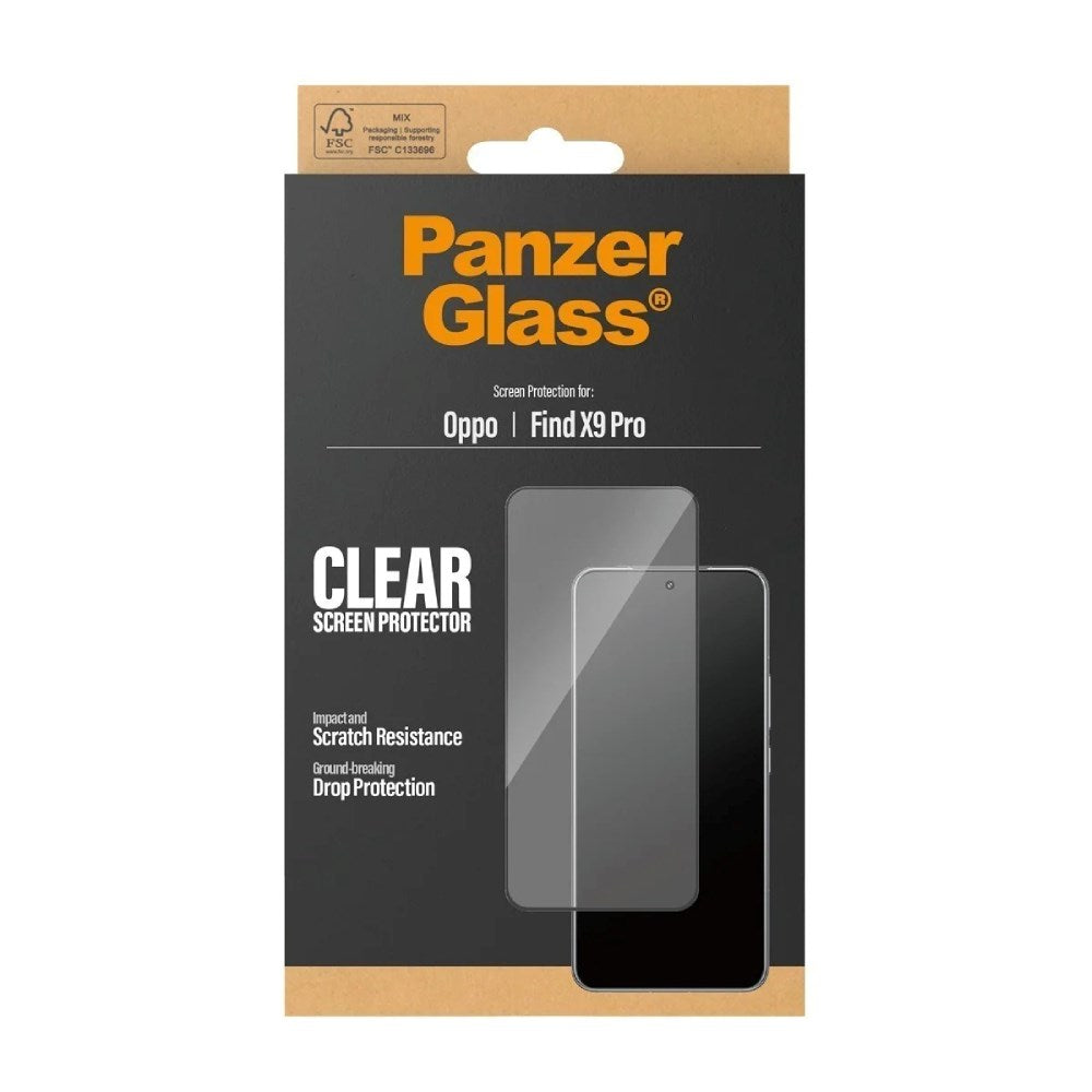 OPPO Find X9 Pro PanzerGlass Skærmbeskyttelsesglas - Ultra Wide Fit m. EasyAligner - Gennemsigtig