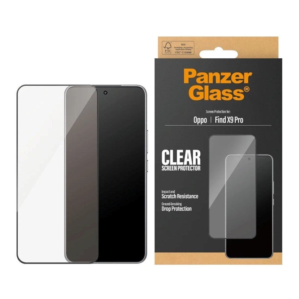 OPPO Find X9 Pro PanzerGlass Skærmbeskyttelsesglas - Ultra Wide Fit m. EasyAligner - Gennemsigtig