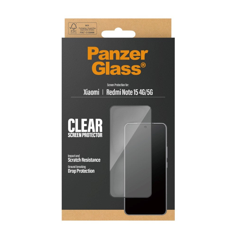 Xiaomi Redmi Note 15 (5G) PanzerGlass Skærmbeskyttelsesglas - Ultra Wide Fit - Gennemsigtig