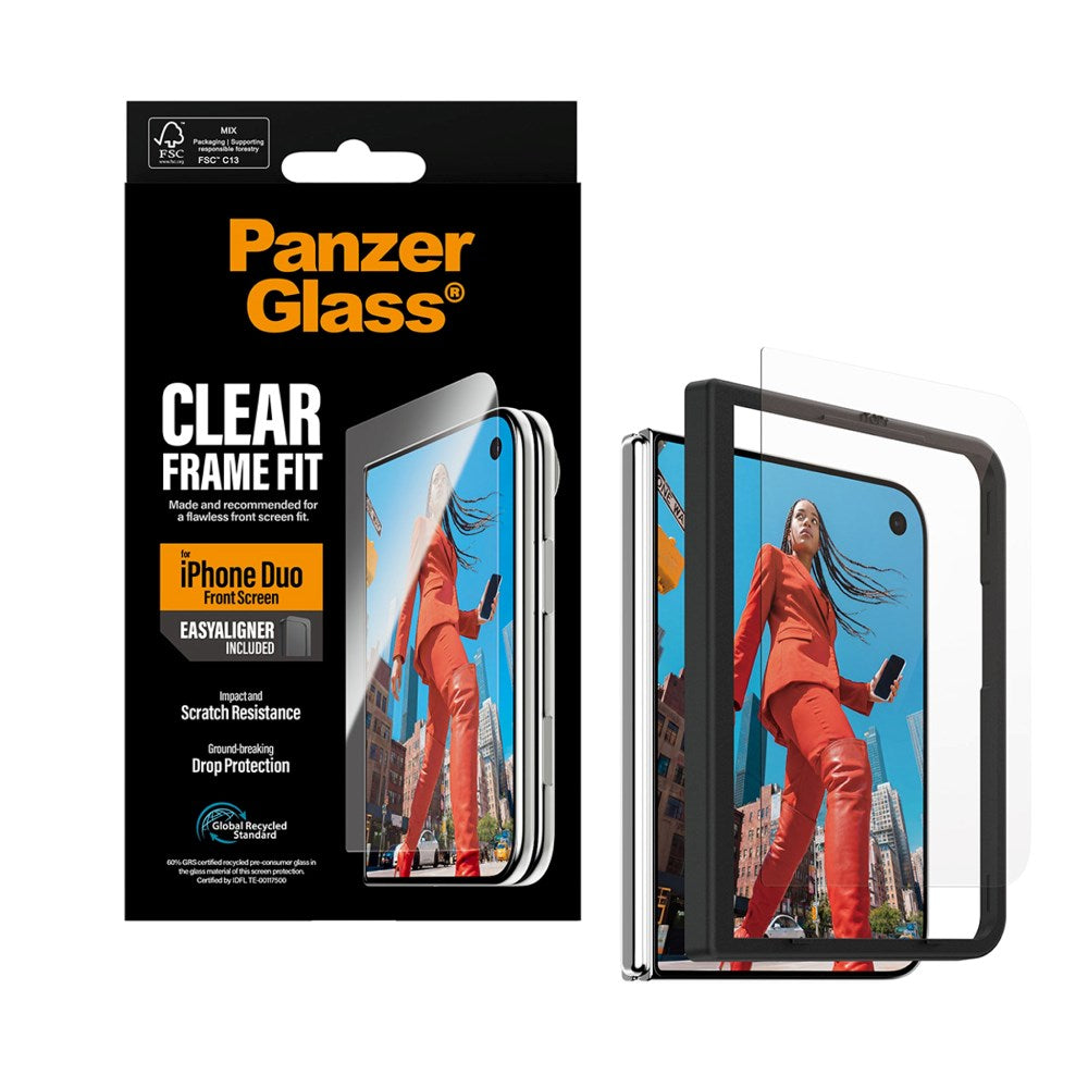 iPhone Duo PanzerGlass Skærmbeskyttelsesglas FrameFit m. EasyAligner - Gennemsigtig