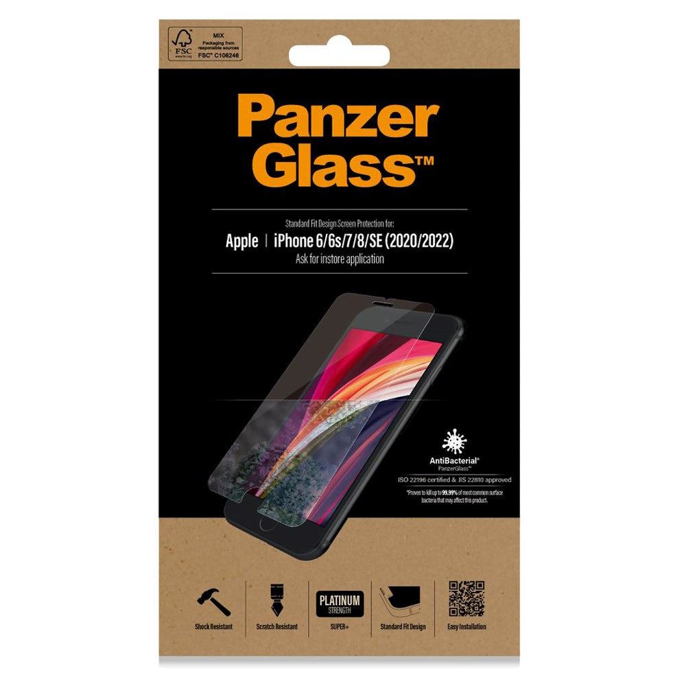 iPhone SE (2022 / 2020) / 8 / 7 / 6s / 6 PanzerGlass Standard Fit Skærmbeskyttelse - Gennemsigtig