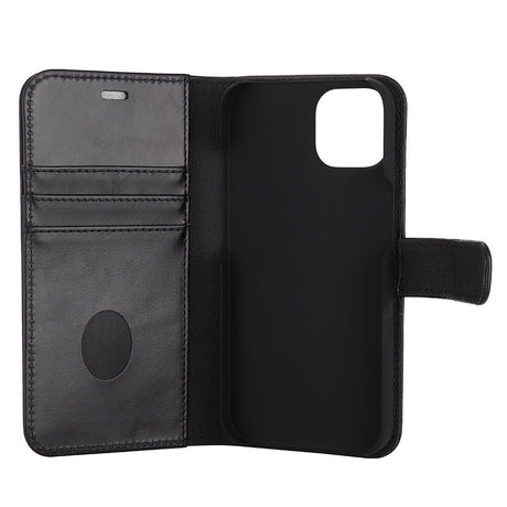 RadiCover Exclusive 2-in-1 - iPhone 14 / 13 - Ægte Læder Cover - 86% Strålingsbeskyttelse - Sort