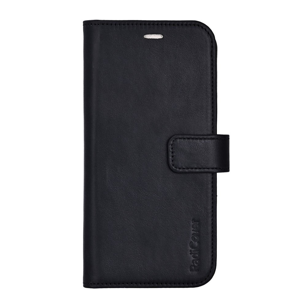 RadiCover Exclusive iPhone 17 2-in-1 Anti Stråling Læder Flip Cover m. Pung - MagSafe Kompatibel - Sort