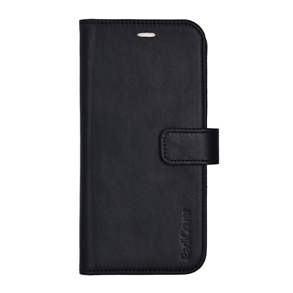 RadiCover Exclusive iPhone 17 2-in-1 Anti Stråling Læder Flip Cover m. Pung - MagSafe Kompatibel - Sort
