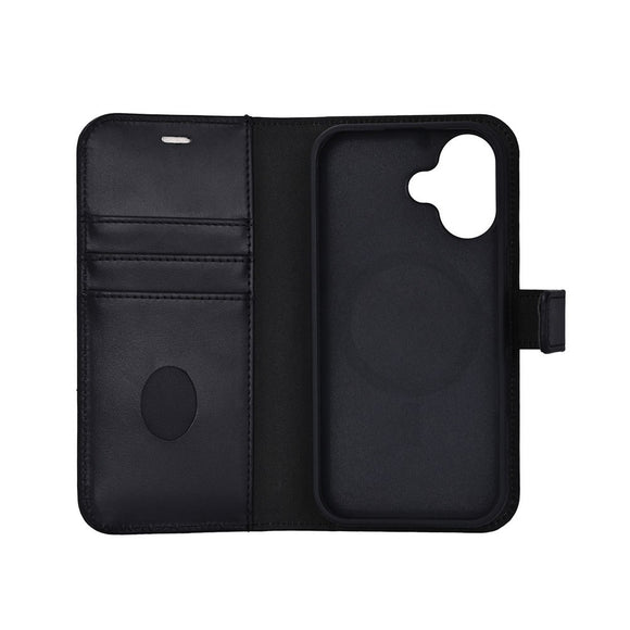 RadiCover Exclusive iPhone 17 2-in-1 Anti Stråling Læder Flip Cover m. Pung - MagSafe Kompatibel - Sort