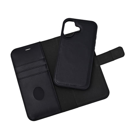 RadiCover Exclusive iPhone 17 2-in-1 Anti Stråling Læder Flip Cover m. Pung - MagSafe Kompatibel - Sort