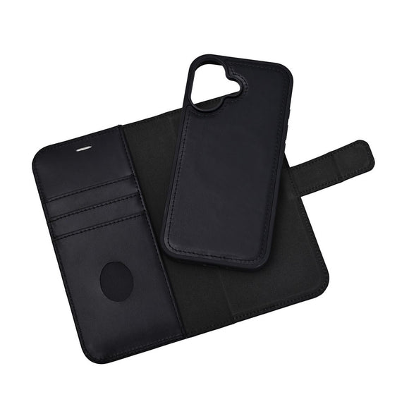 RadiCover Exclusive iPhone 17 2-in-1 Anti Stråling Læder Flip Cover m. Pung - MagSafe Kompatibel - Sort