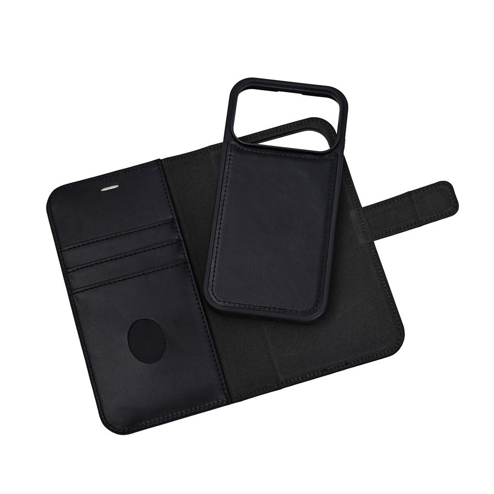 RadiCover Exclusive iPhone 17 Pro 2-in-1 Anti Stråling Læder Flip Cover m. Pung - MagSafe Kompatibel - Sort