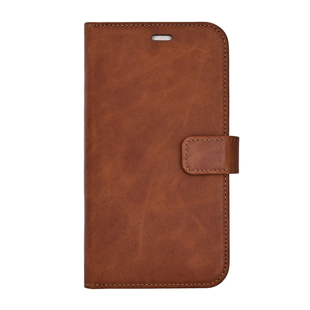 RadiCover Exclusive iPhone 17 Pro 2-in-1 Anti Stråling Læder Flip Cover m. Pung - MagSafe Kompatibel - Brun