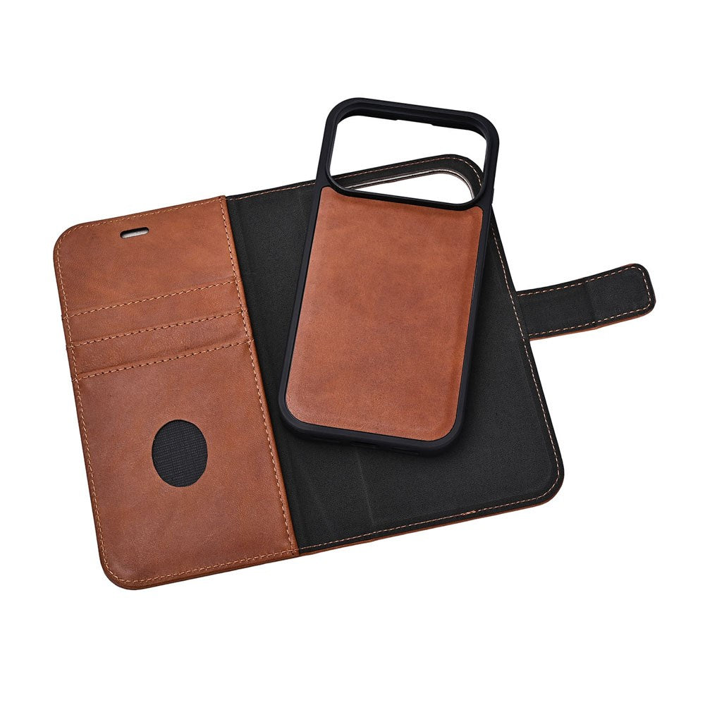 RadiCover Exclusive iPhone 17 Pro 2-in-1 Anti Stråling Læder Flip Cover m. Pung - MagSafe Kompatibel - Brun