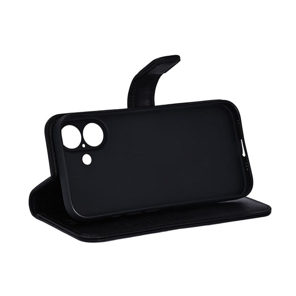 RadiCover iPhone 17 Anti Stråling Kunstlæder Flip Cover m. Kortholder - Sort