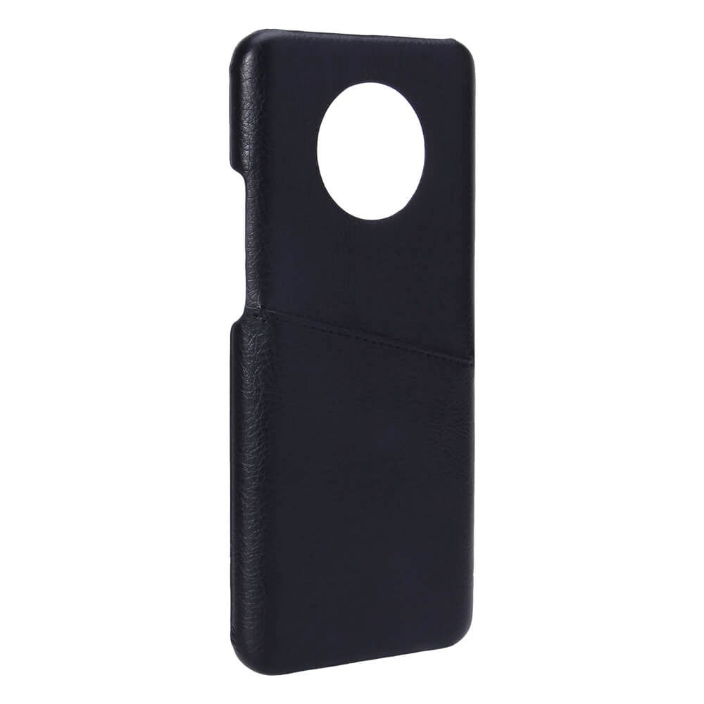 OnePlus 7T Onsala Imiteret Læder Cover m. Kortlomme - Sort
