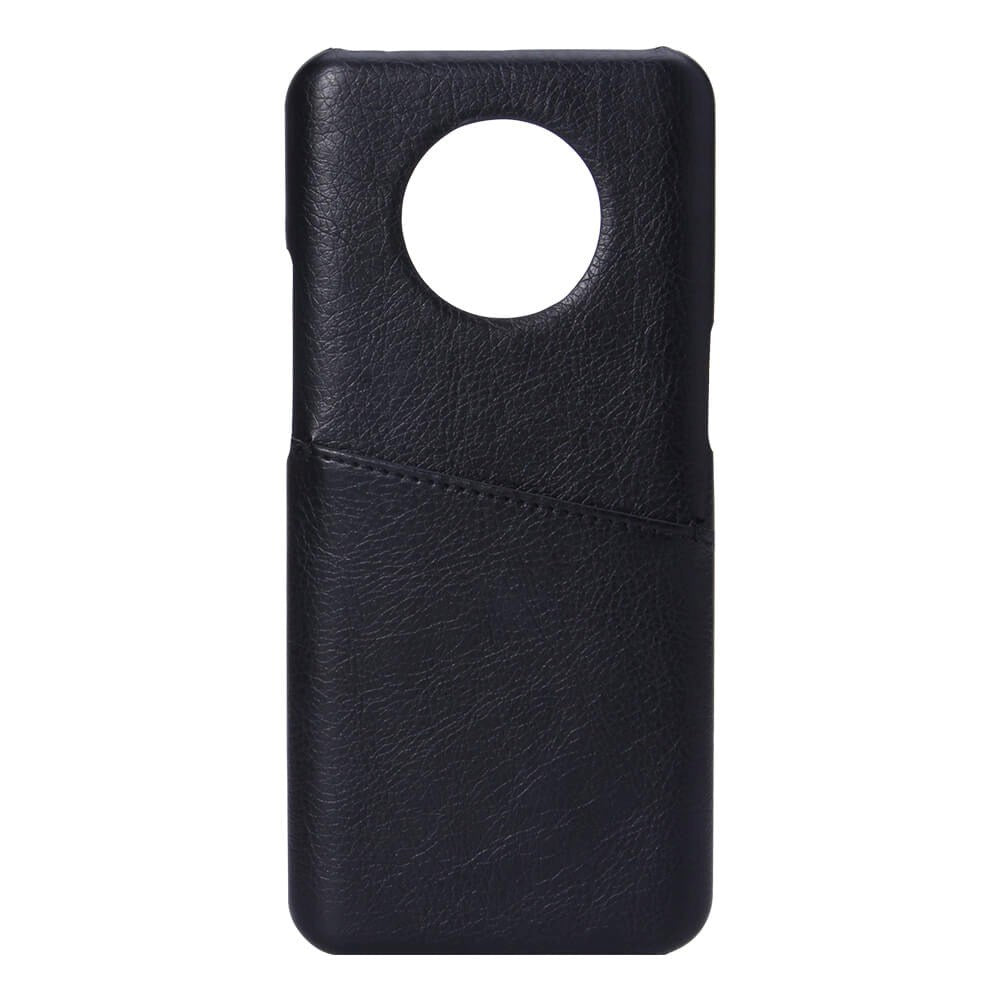 OnePlus 7T Onsala Imiteret Læder Cover m. Kortlomme - Sort