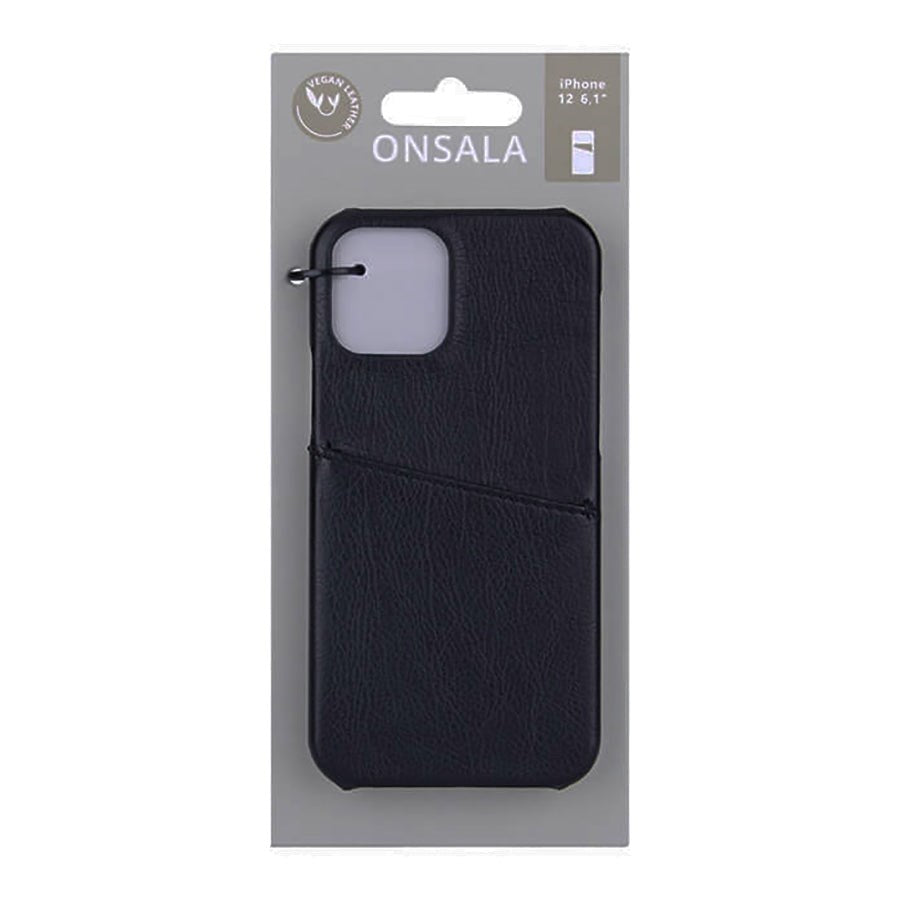 iPhone 12 Pro / 12 Onsala Collection Læder Cover m. Kortlomme - Sort