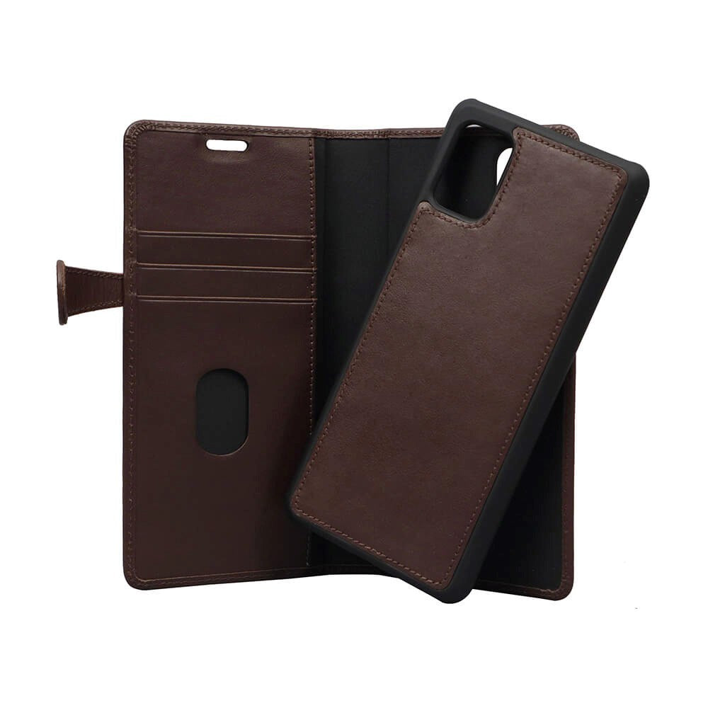 Samsung Galaxy A71 Buffalo 2-i-1 Ægte Læder Flip Cover - Brun