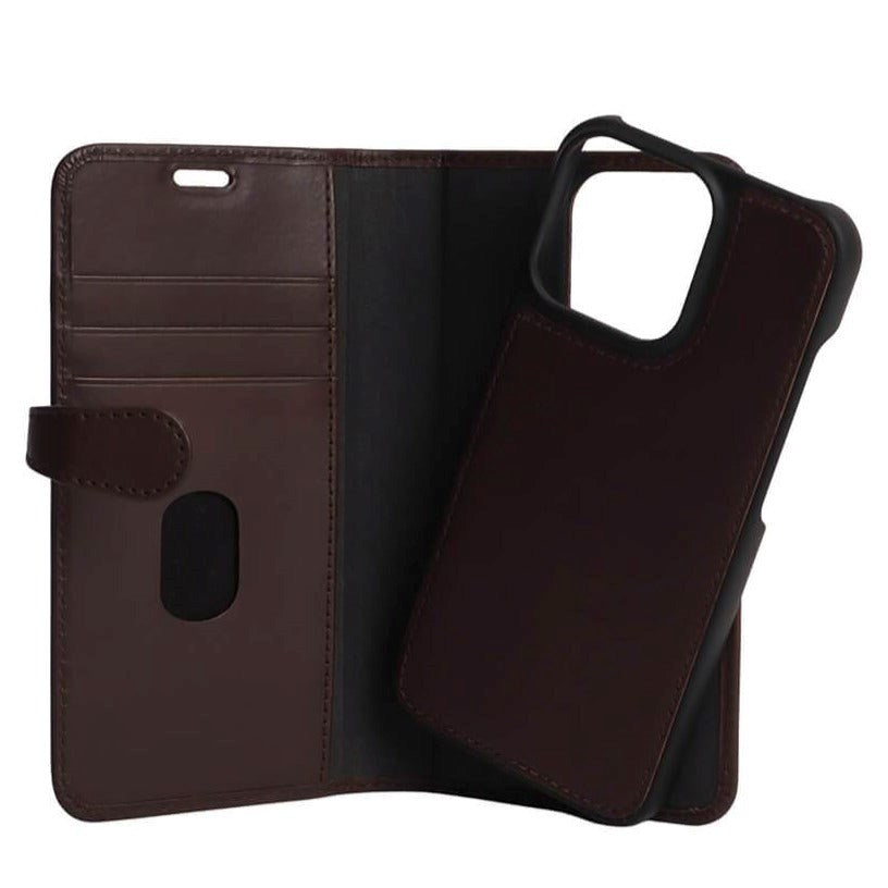 iPhone 13 Pro Buffalo 2-in-1 Wallet Ægte Læder Magnet Cover m. Pung - Brun