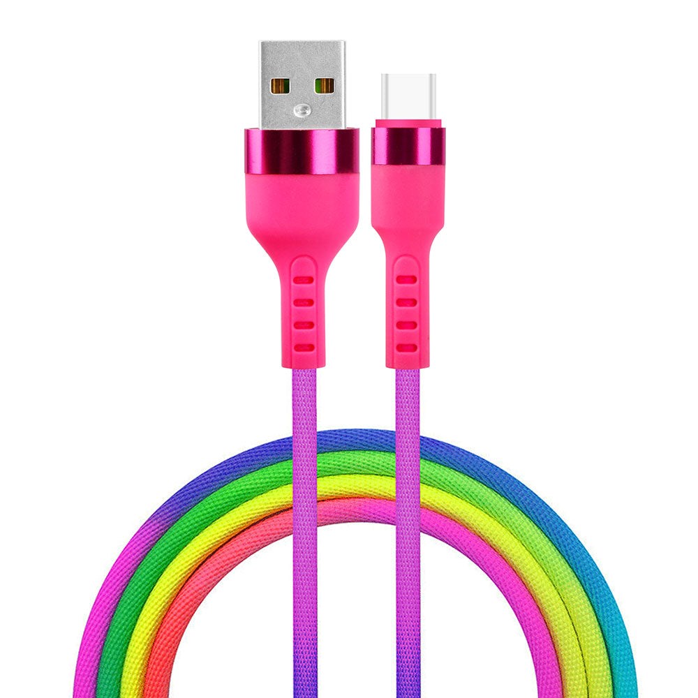 Setty USB-C Kabel 10 W - 1,2 m. - Regnbue