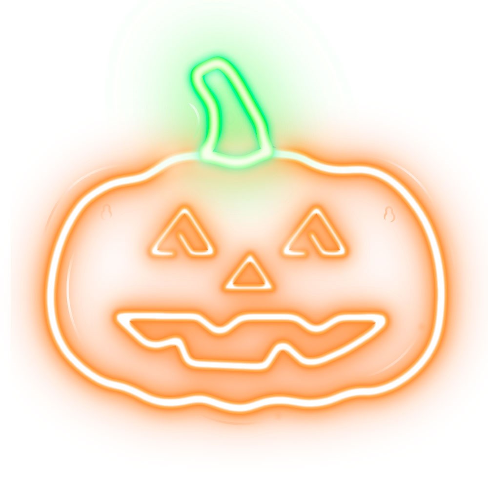 Neolia Halloween LED Neon Skilt - Orange og Grønt Lys m. Græskar