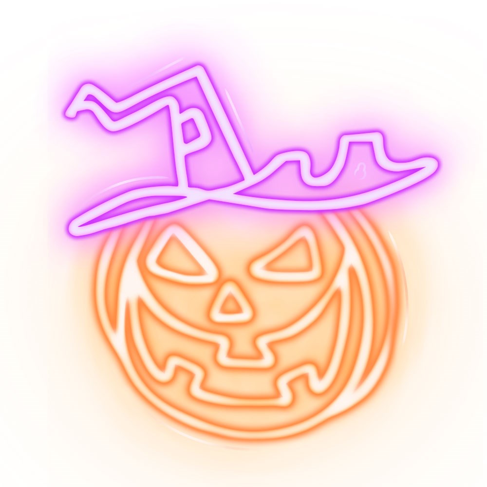 Neolia Halloween LED Neon Skilt - Orange og Lilla Lys m. Græskar