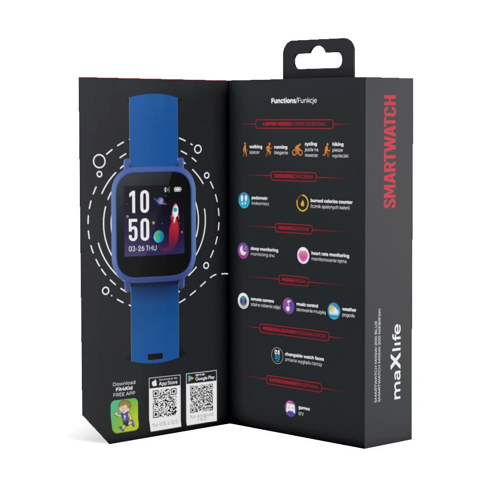 Maxlife MXSW-200 Smartwatch Vandtæt & m. Pulsmåler - Blå