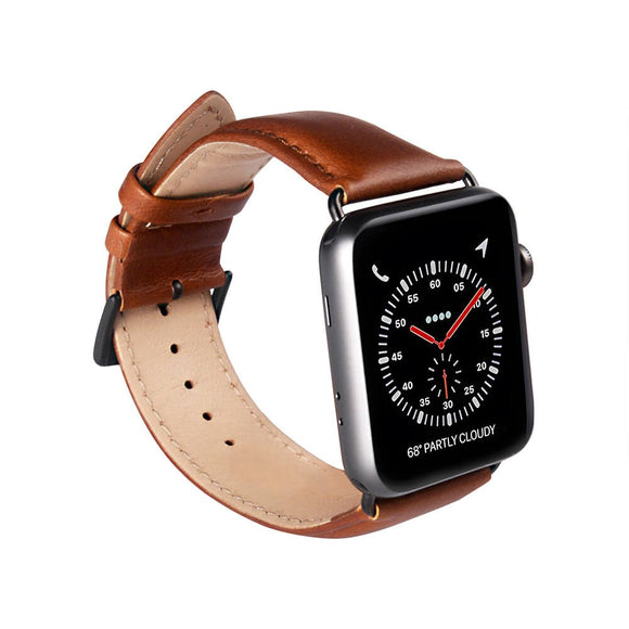 Apple Watch (42/44/SE/45/46/49mm) Buffalo Ægte Læder Rem - Brun