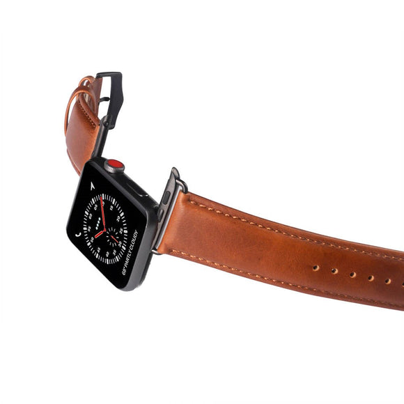 Apple Watch (42/44/SE/45/46/49mm) Buffalo Ægte Læder Rem - Brun