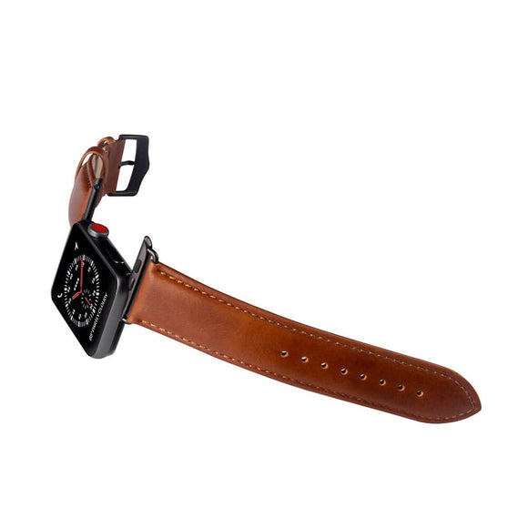 Apple Watch (42/44/SE/45/46/49mm) Buffalo Ægte Læder Rem - Brun