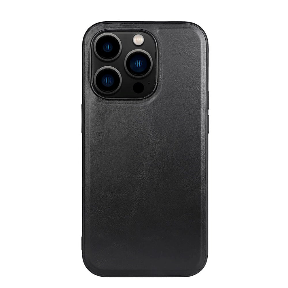 iPhone 14 Pro Buffalo Ægte Læder Cover - MagSafe Kompatibel - Sort