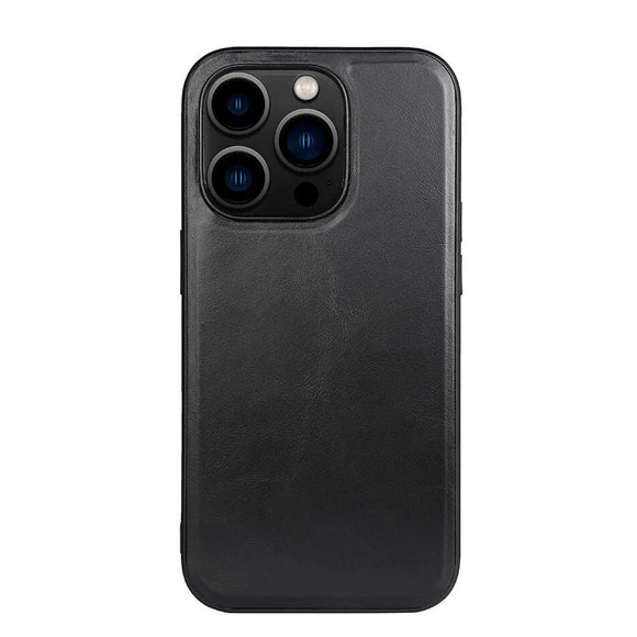 iPhone 14 Pro Buffalo Ægte Læder Cover - MagSafe Kompatibel - Sort
