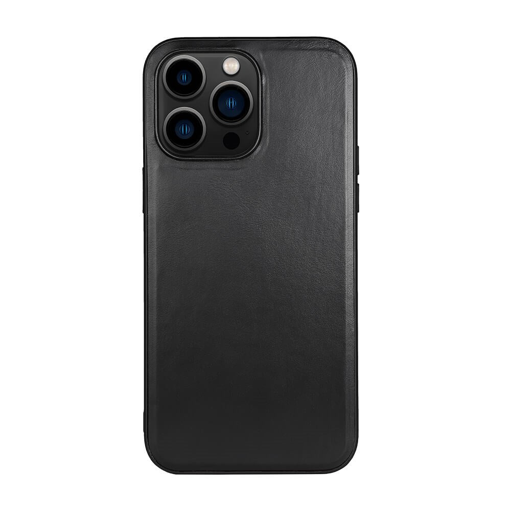 iPhone 14 Pro Max Buffalo Ægte Læder Cover - MagSafe Kompatibel - Sort