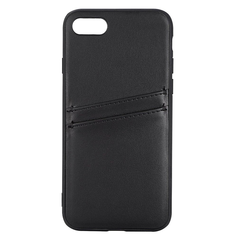 iPhone SE (2022 / 2020) / 8 / 7 Buffalo Ægte Læder Cover m. Kortlomme - Sort