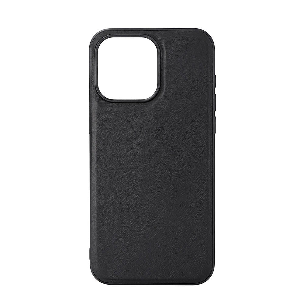 iPhone 15 Pro Max Buffalo Ægte Læder Cover - MagSafe Kompatibel - Sort