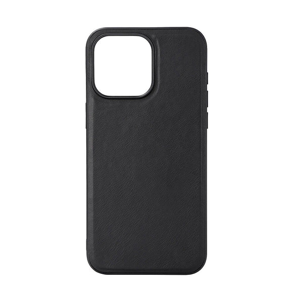 iPhone 15 Pro Max Buffalo Ægte Læder Cover - MagSafe Kompatibel - Sort